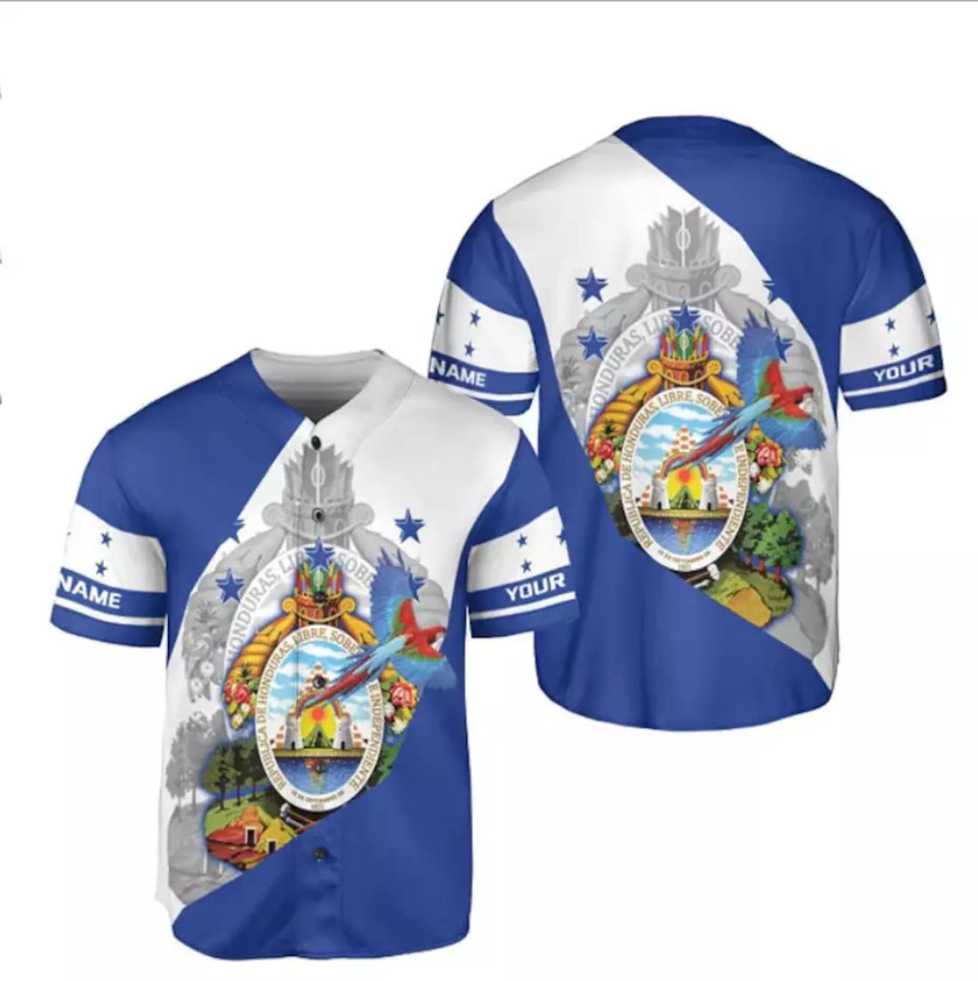 Custom Personalized Name Honduras Flag Hombres Honduras 3D Baseball Jersey Shirt