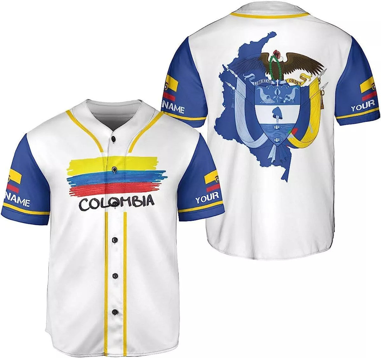 Custom Personalized Colombia Baseball Jersey Shirt, Colombian Flag Jersey, Colombian Pr