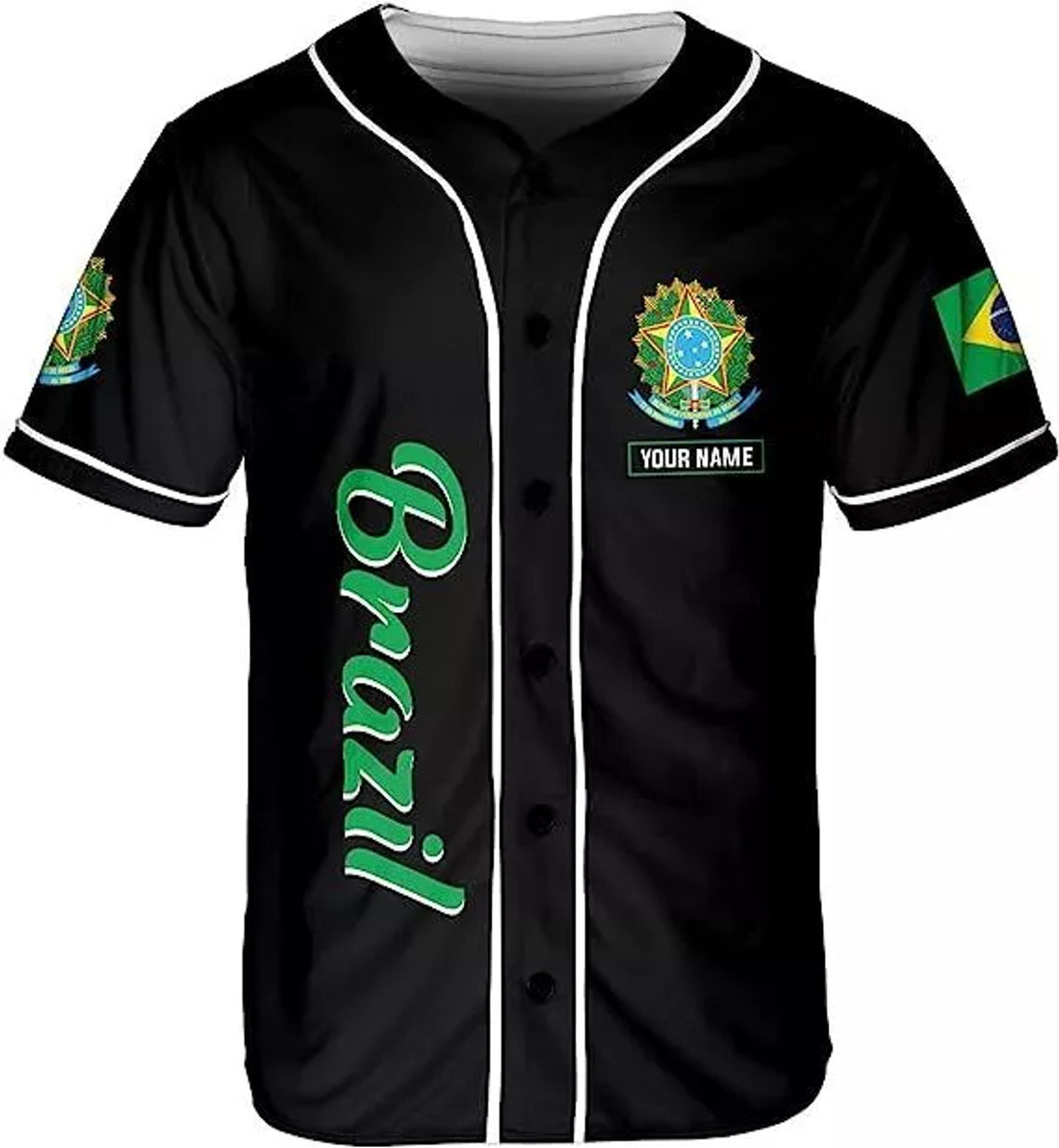 Custom Name Brazil Baseball Jersey Shirt Brasil Brazilian Flag Bandera Bandeira