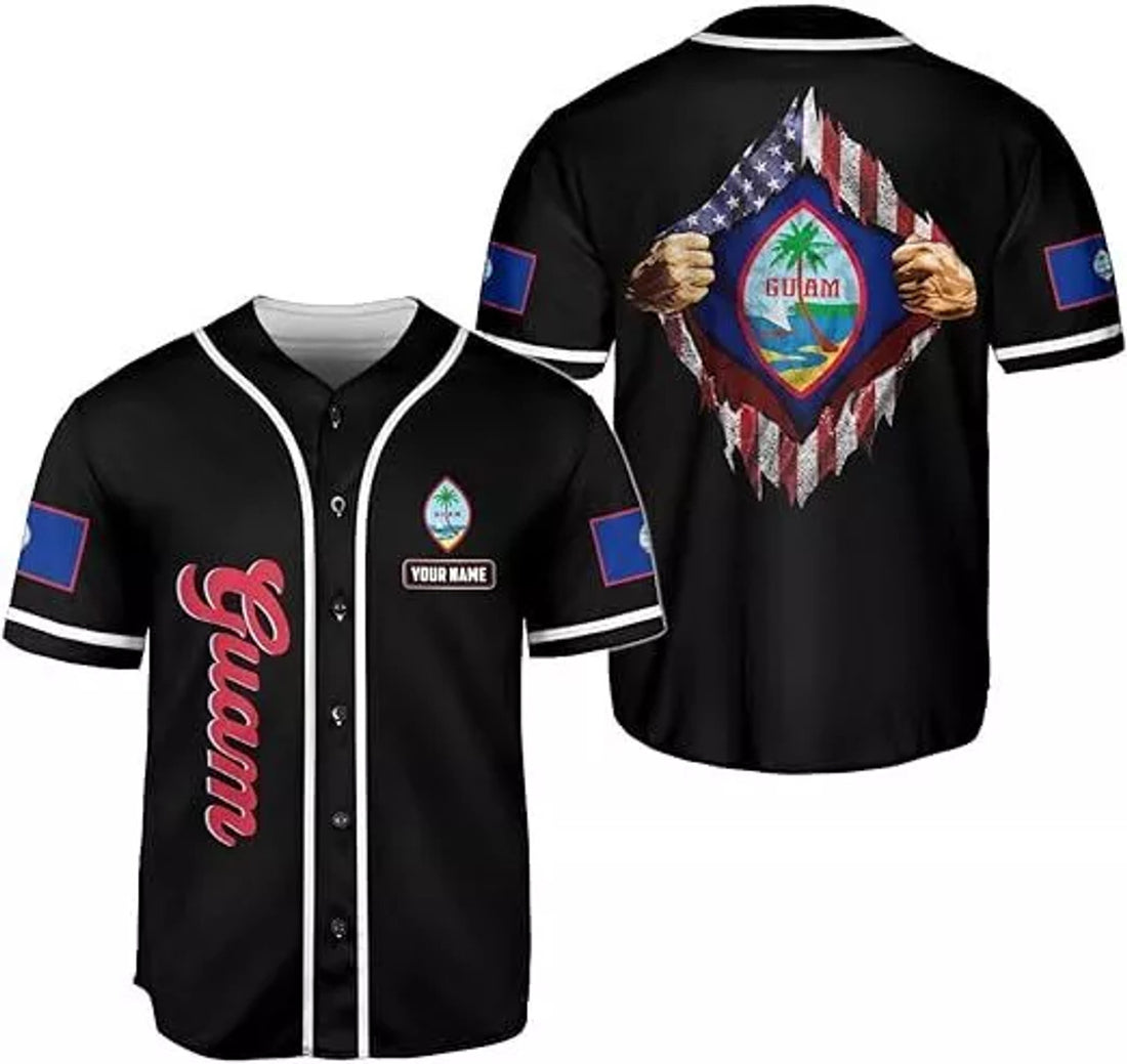 Custom Guam Baseball Jersey Shirt, Guam Jersey, Guahan Flag Jersey, Guam Islander