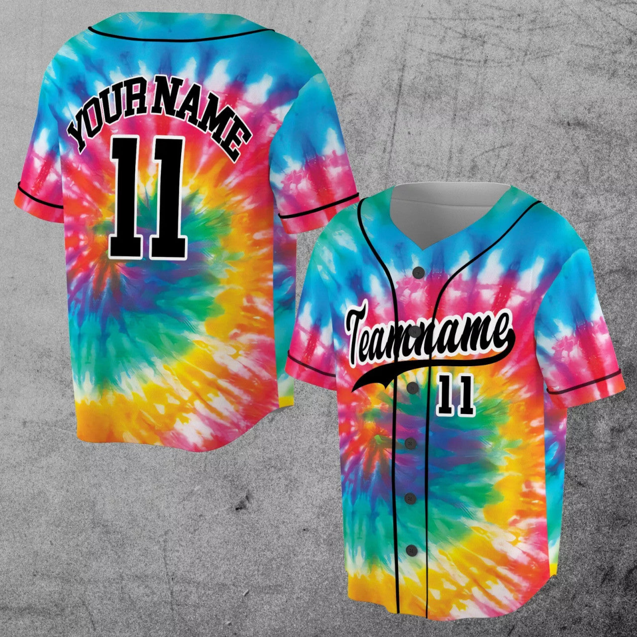 Custom Tie Dye Colorful Rainbow Gift for Team 3D Baseball Jersey Size S-5XL