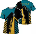 Custom Personalized 3D Bahamas T-Shirt for Men Women Bahamian Flag Travel Vacation