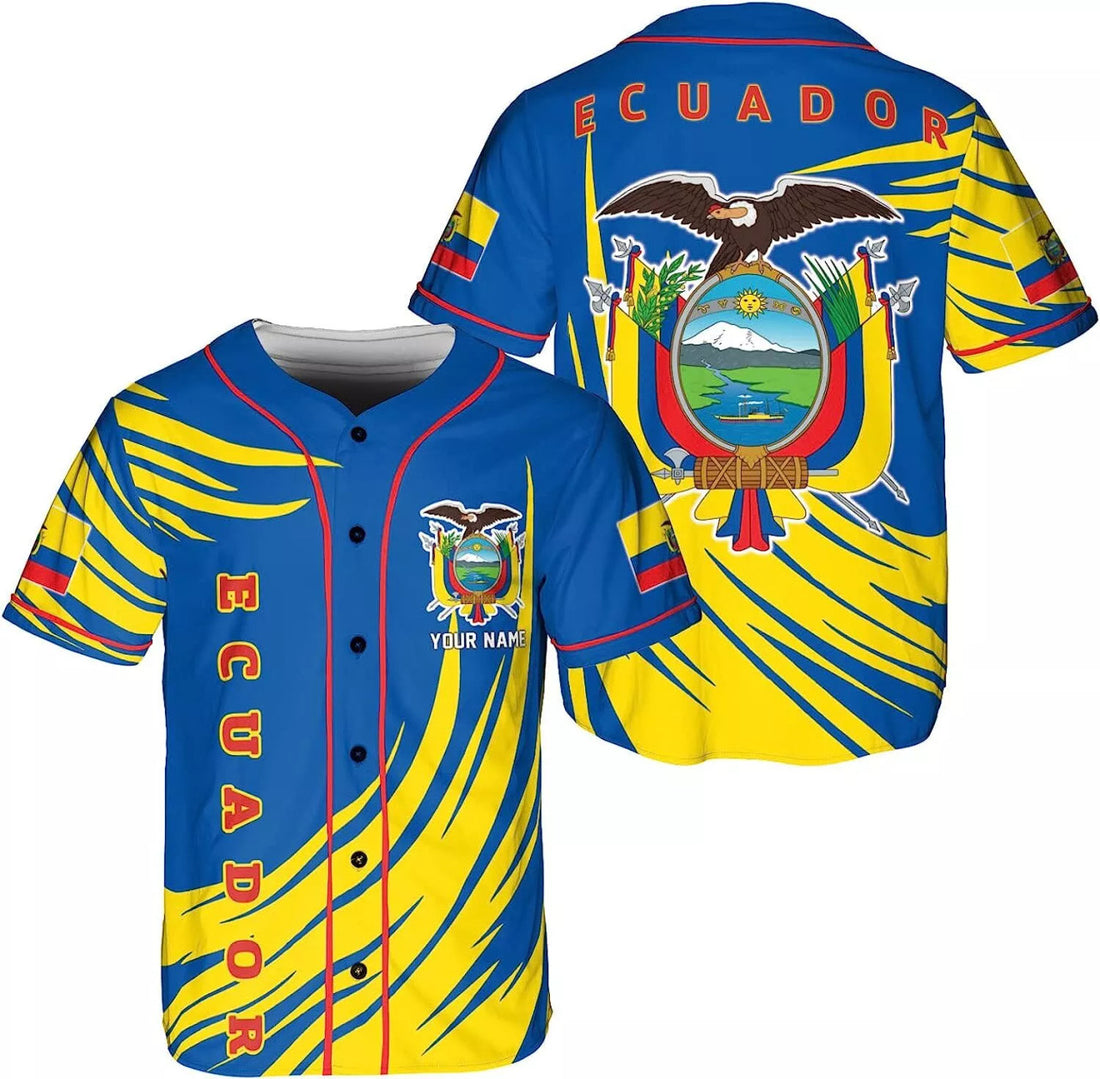 Custom Personalized Ecuador Baseball Jersey Shirt Ecuador Flag Jersey