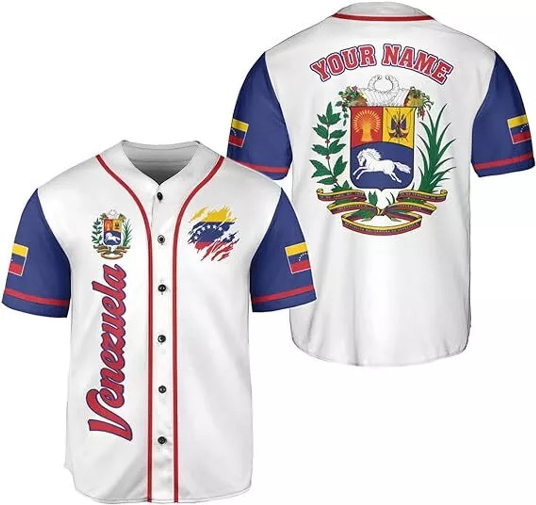 Venezuela Flag Baseball Jersey for Men - Venezuelan Team Shirt