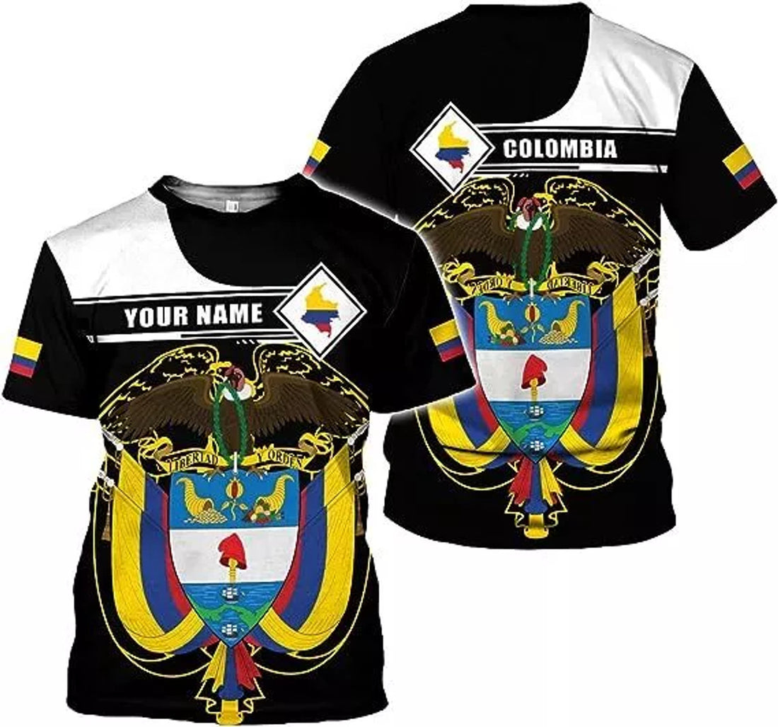Custom Personalized Colombia Shirt 3D, Custom Colombia Flag Shirts for Men Women