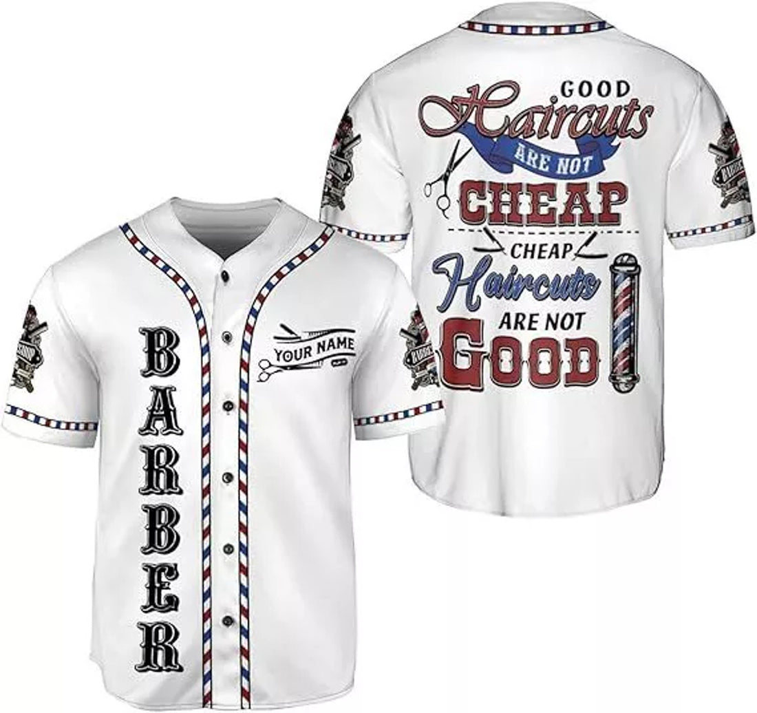 Custom Personalized Barber Shop Baseball Jersey Shirt 3D for Men Women Scis