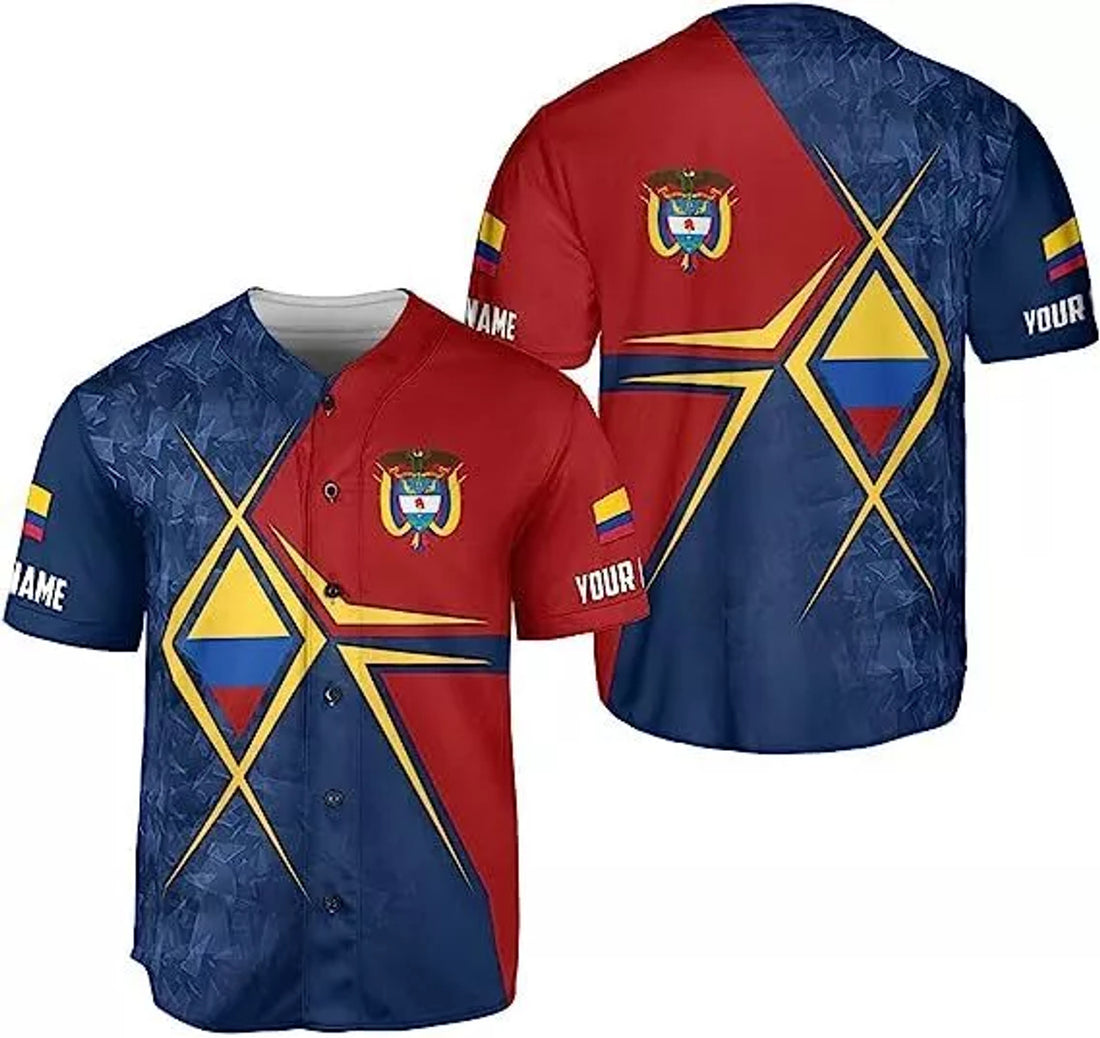 Custom Colombia Baseball Jersey Flag Jersey Shirts for Men
