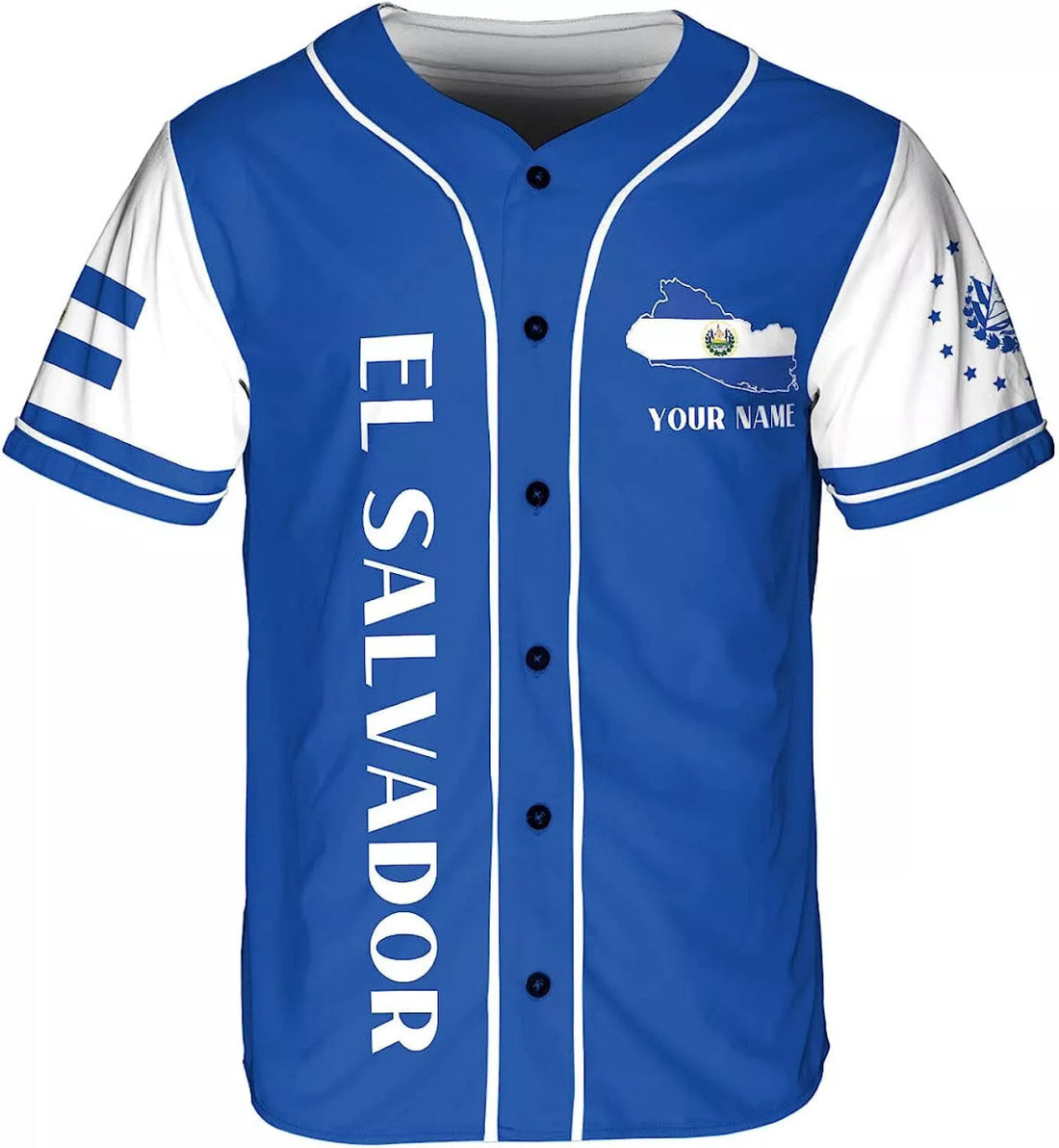 Custom Personalized Name El Salvador Baseball Jersey Shirt El Salvador Flag Shirt Salva