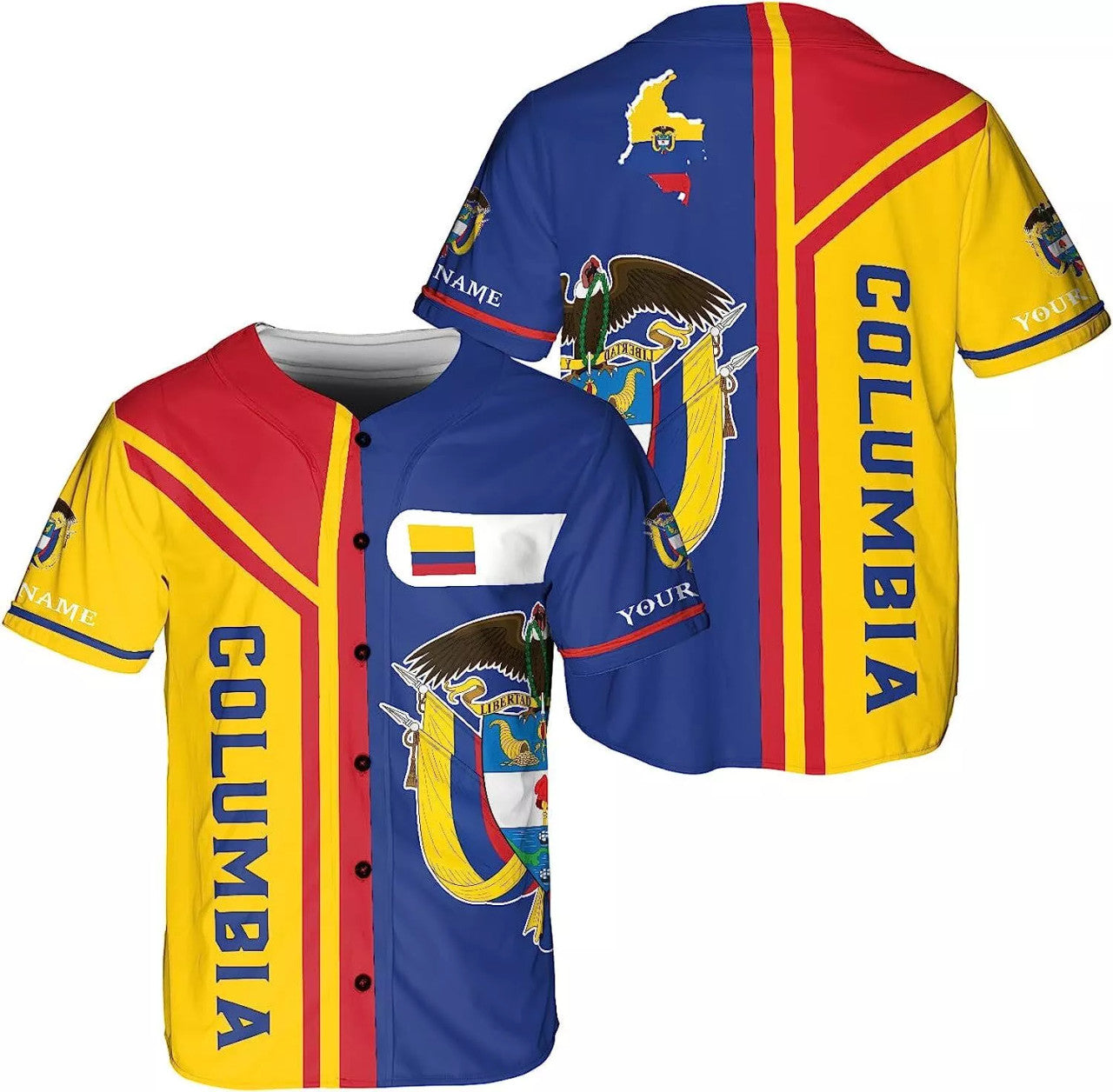 Custom Personalized Colombia Baseball Jersey Shirt, Colombian Flag Jersey, Colombian P