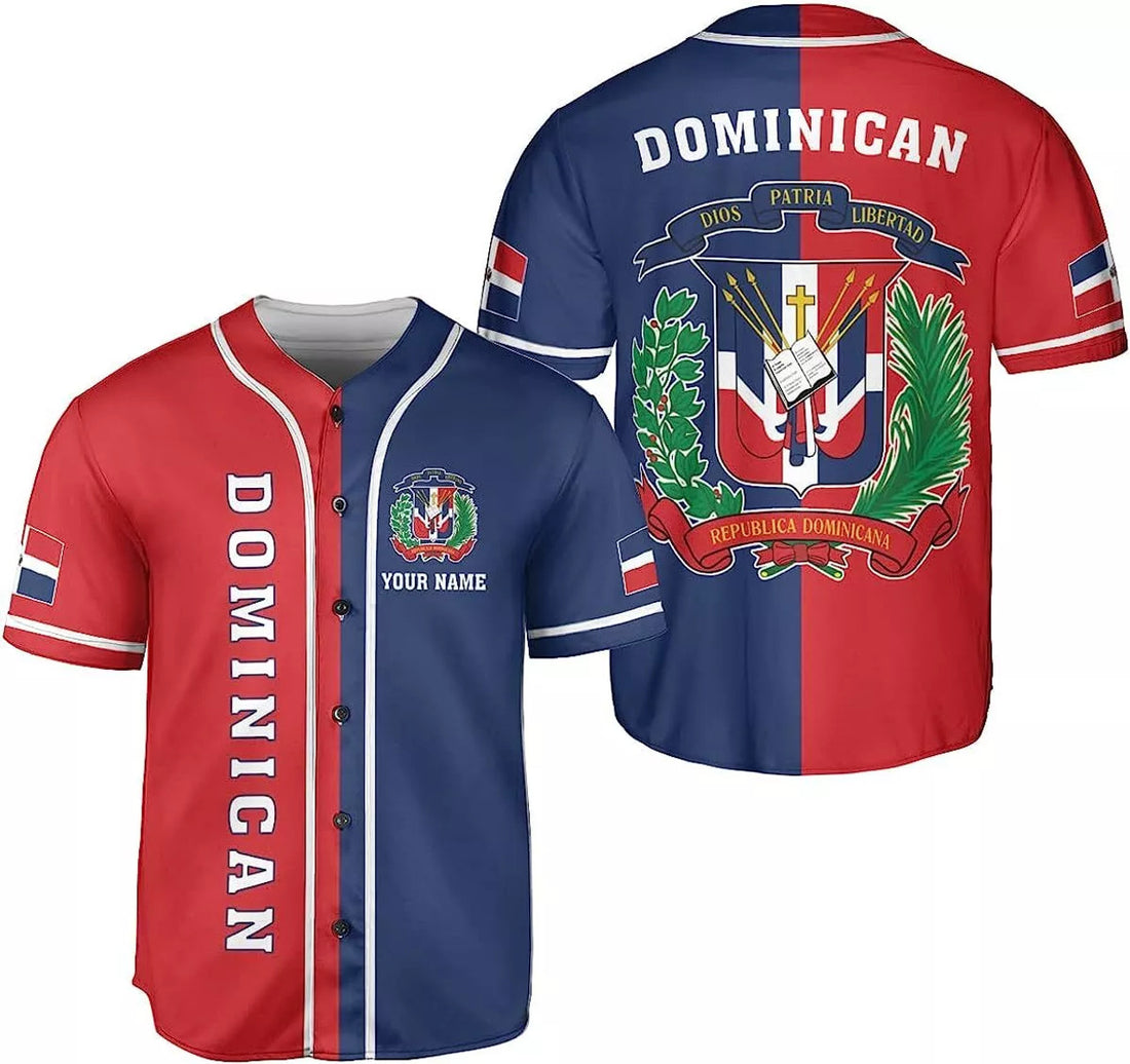 Custom Name Dominican Republic Baseball Jersey Shirt, Team Name Republic Dominic