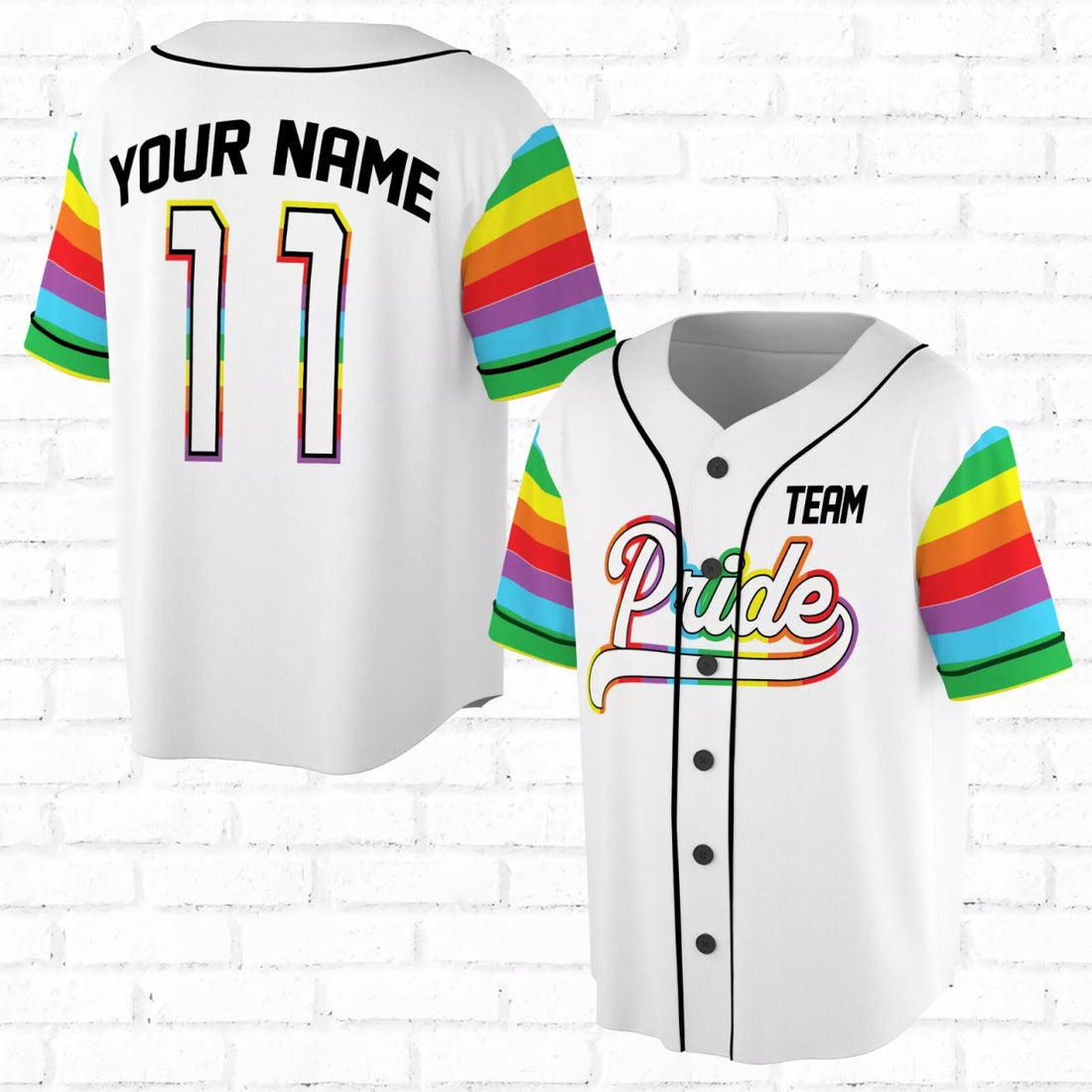 Custom Baseball Tee LGBT Pride Personalized Name and Number 3D Baseball Jersey