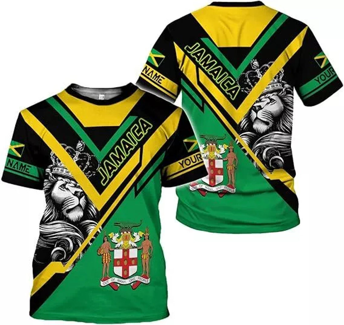 Custom Jamaica Flag Lion Shirt for Men Women Jamaican Pride T-Shirt
