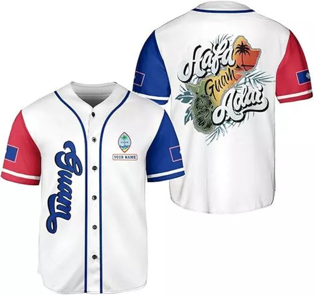 Custom Guam Baseball Jersey Shirt, Guahan Flag Jersey, Guam Islander Pride