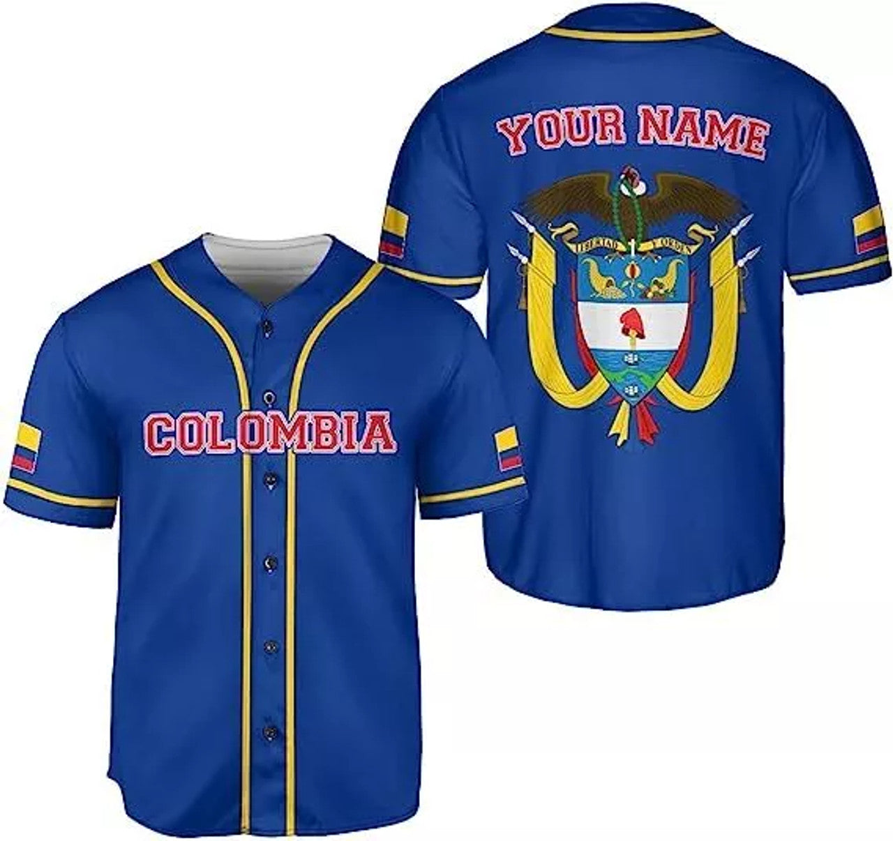 Custom Personalized Colombia Baseball Jersey Custom Colombia Flag Jersey Shirts for Men