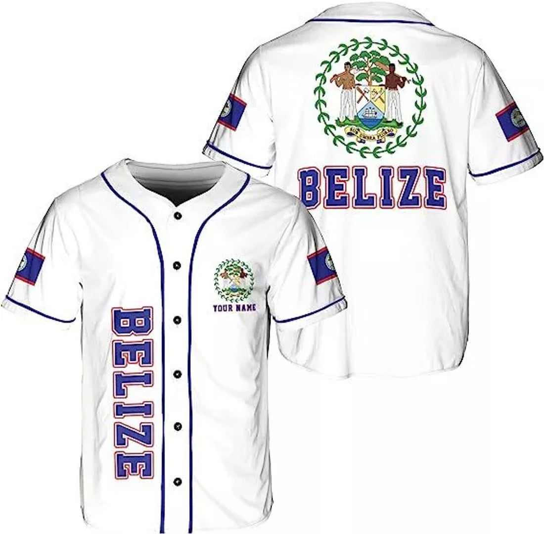 Custom Personalized Belize Baseball Jersey Shirt Belizean Flag Jersey, Belizean Pride