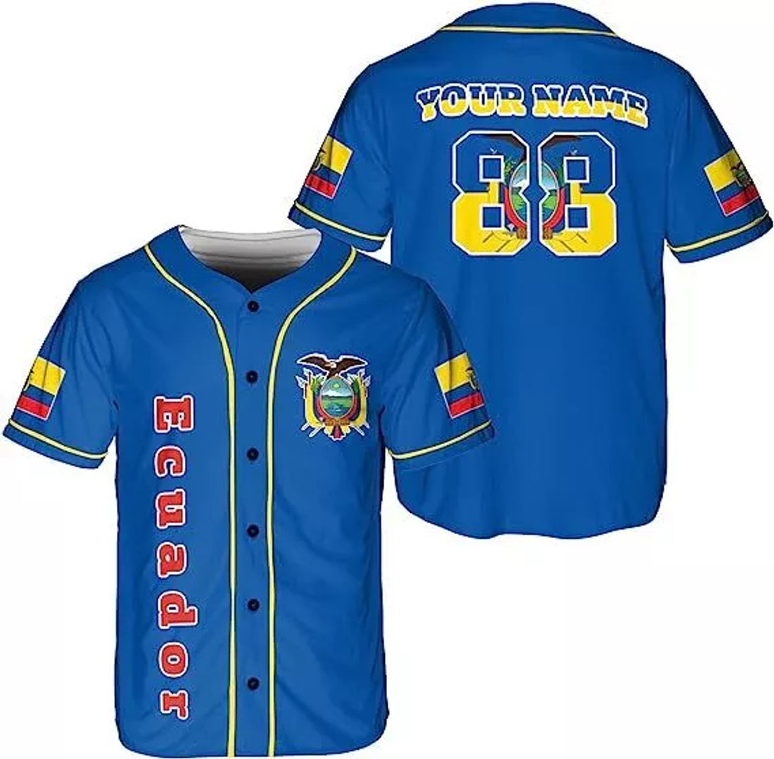 Custom Personalized Ecuador Baseball Jersey Shirt Ecuador Flag Jersey,Ecuadorian Jers