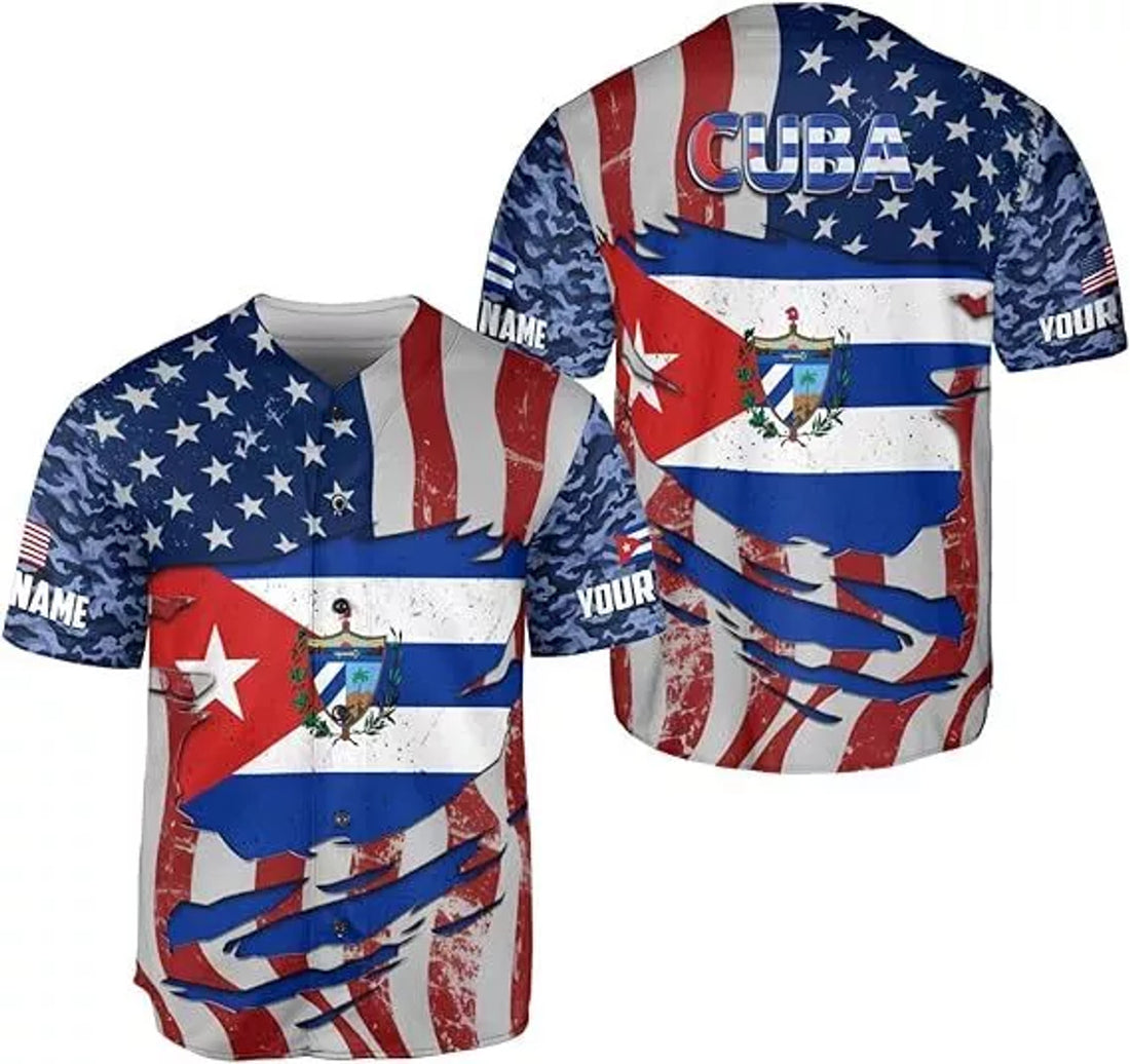 Custom Cuba Baseball Jersey Shirt Cuba Flag Pride Jersey Cuba Jerseys