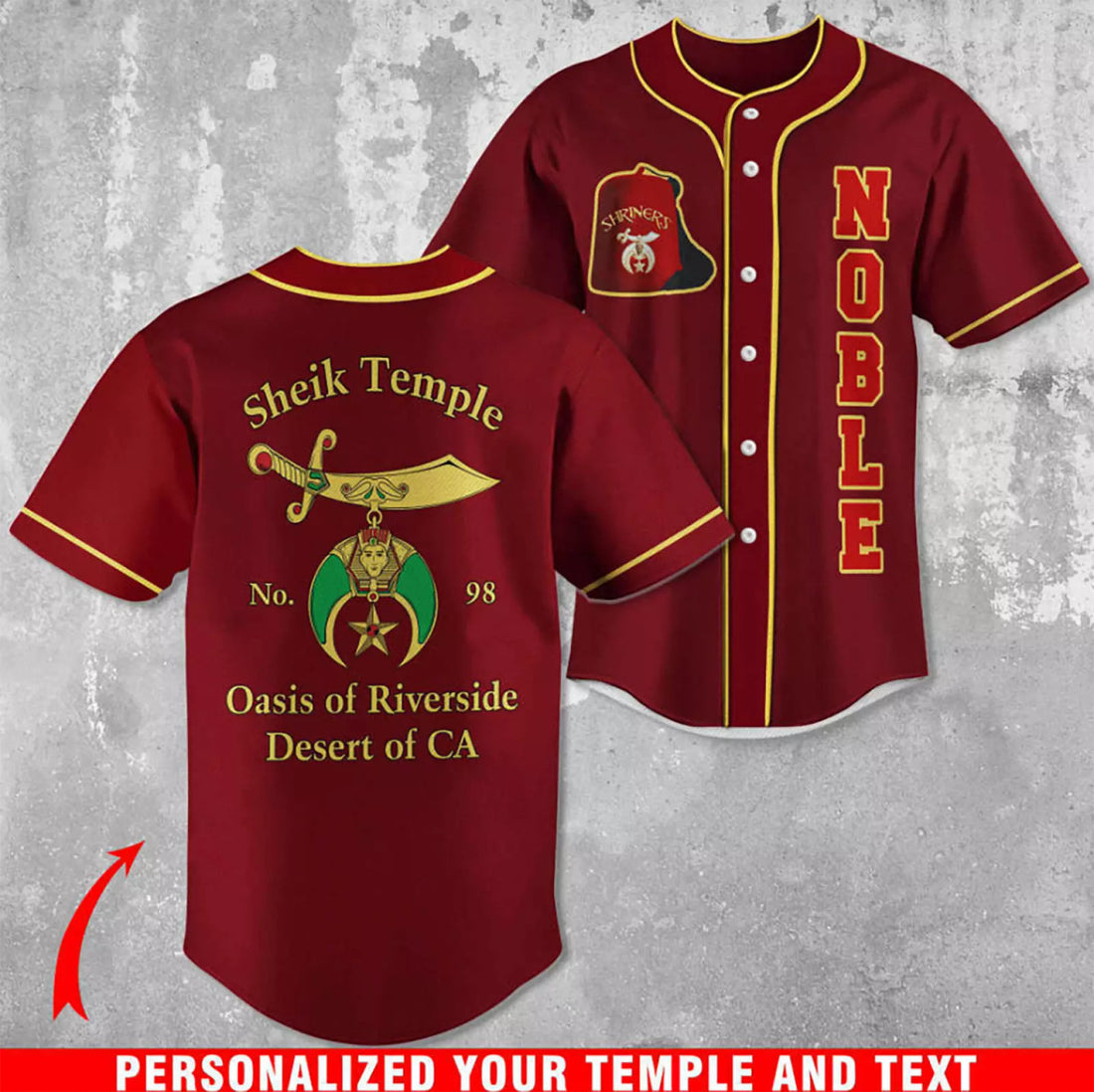 Custom Personalized Shriners Temple 3D All Over Print Baseball Jersey Shirt Size S-5XL