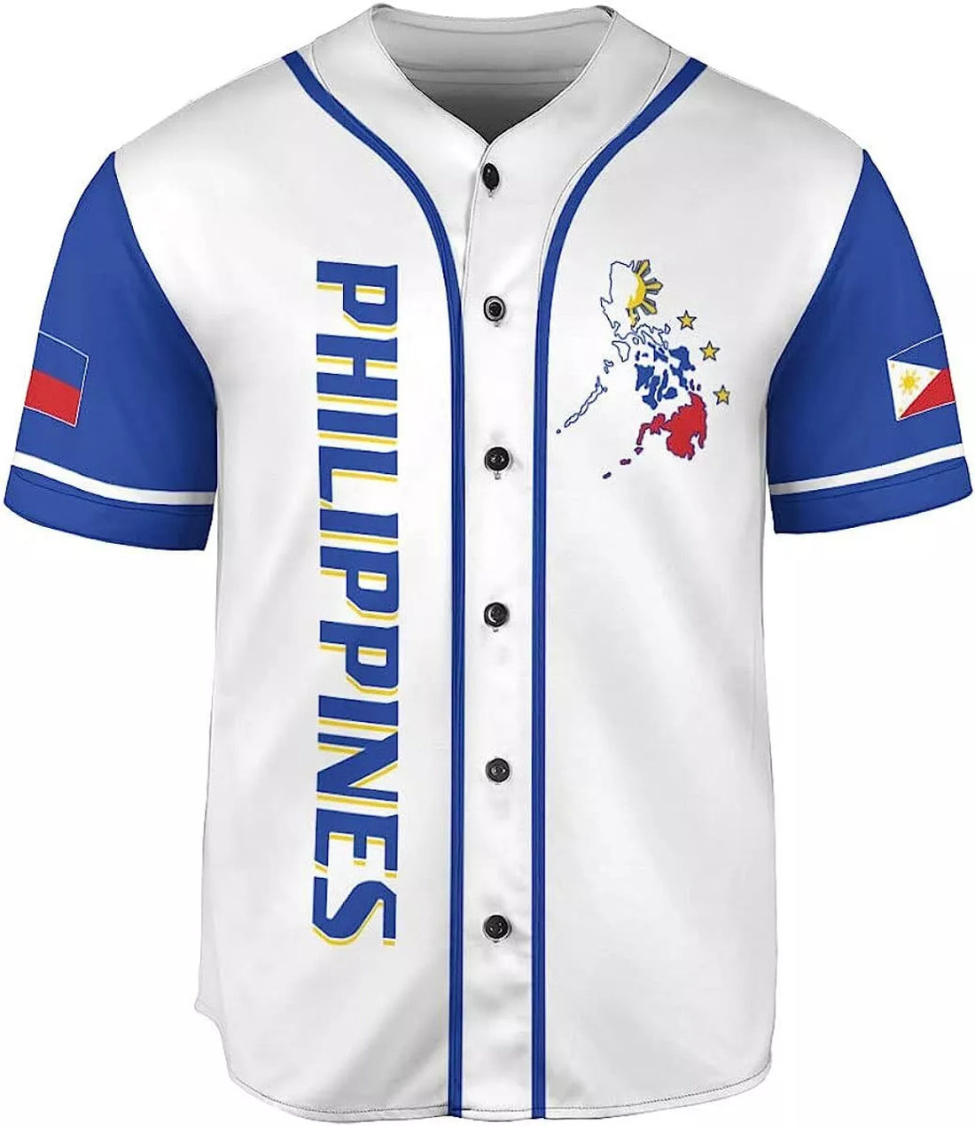 Custom Personalized Philippines Baseball Jersey, Filipino Flag Baseball Jersey Philipp