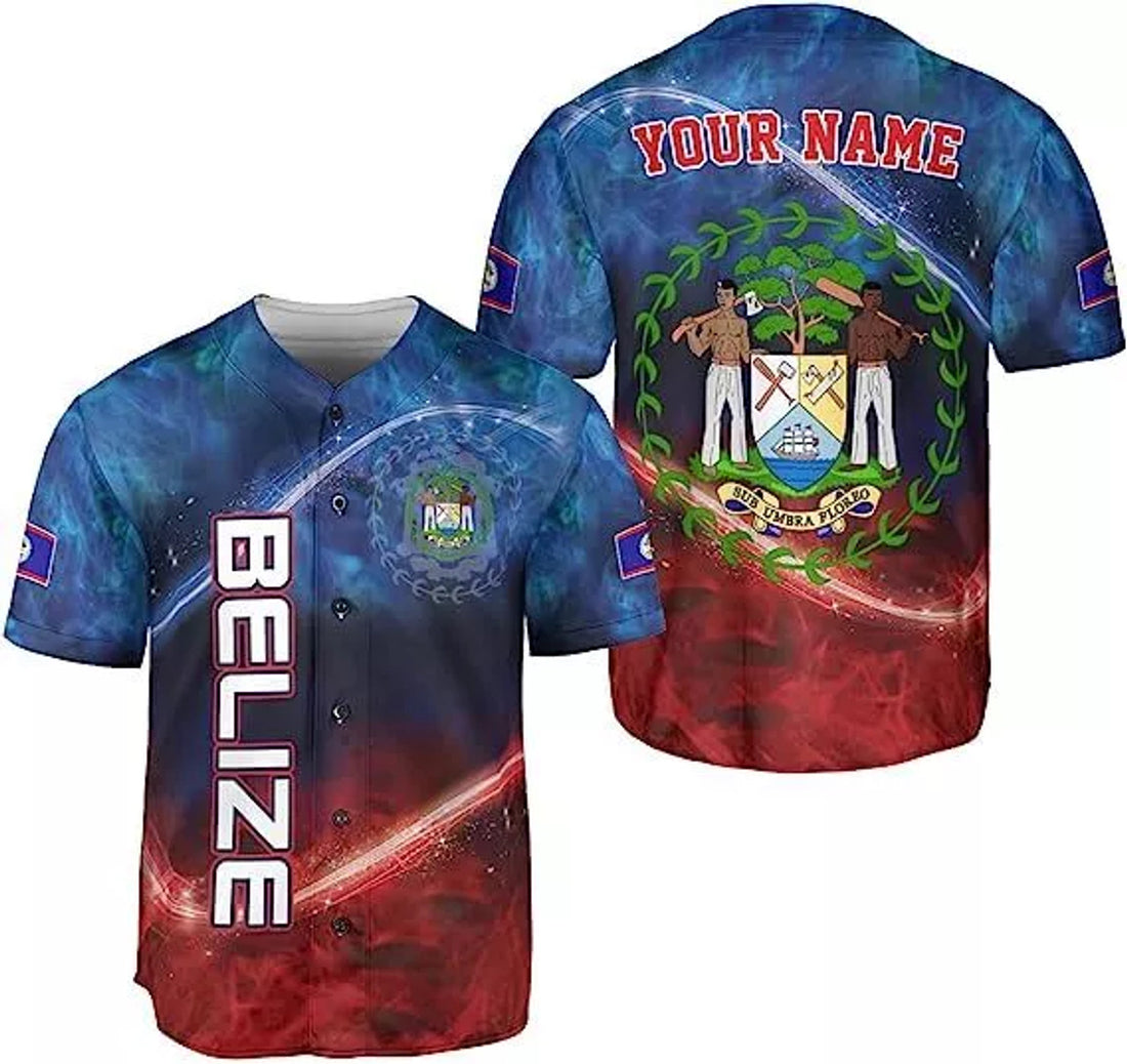 Custom Personalized Belize Baseball Jersey Shirt, Belizean Flag Jersey