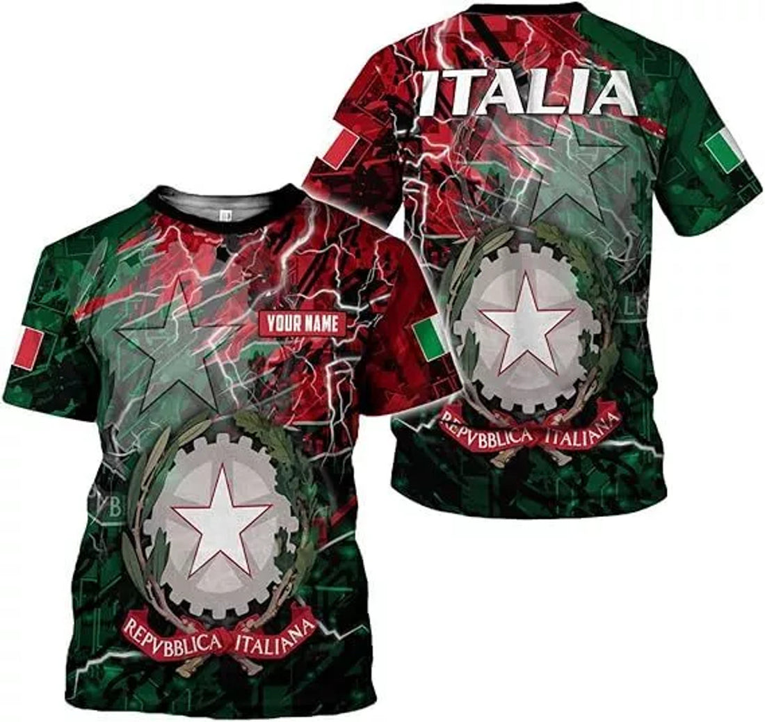 Custom Italy Shirt 3D, Custom Italian Shirt Flag for Men and Women, Italia Shirt Soccer