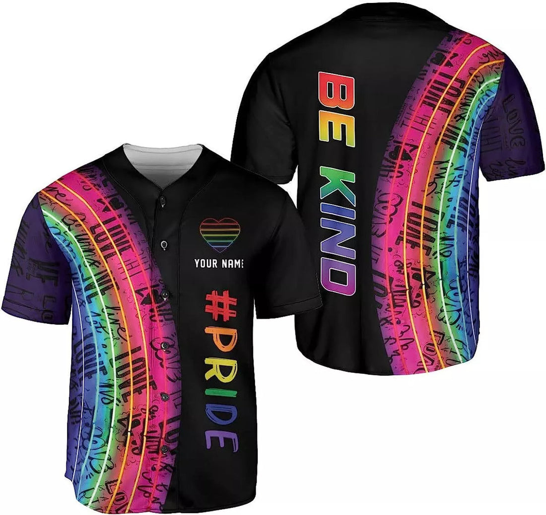 Custom Personalized Name LGBT Love is Love Pride Baseball Jersey Shirt, LGBT Rainbow Sh
