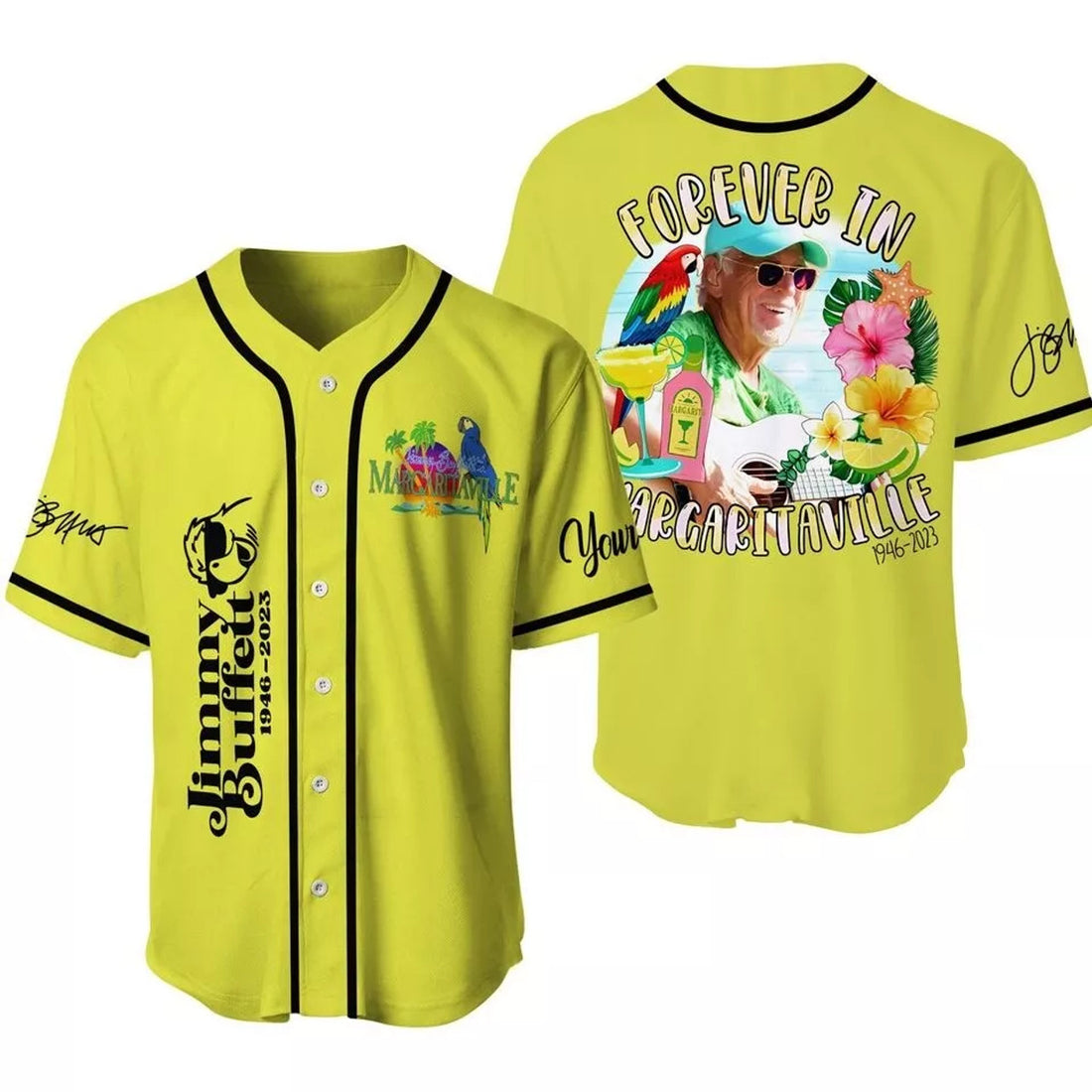 Custom Jimmy Buffett Forever In Margaritaville Lover 3D Printed Baseball Jersey Shirt