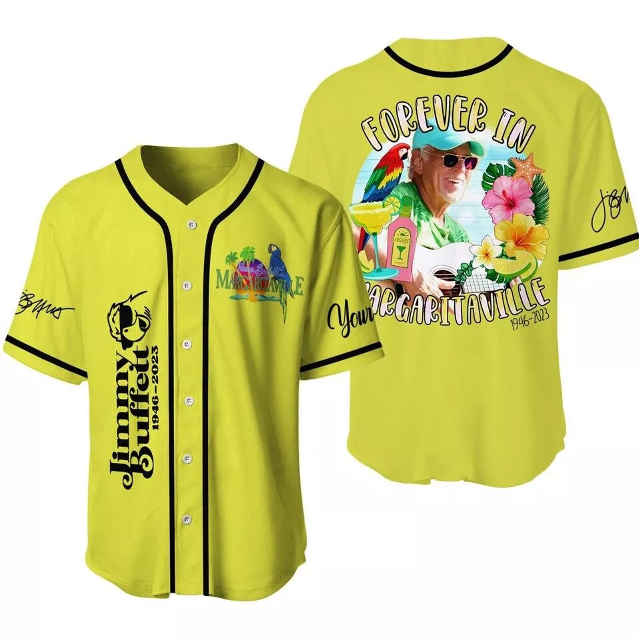Custom Jimmy Buffett Forever In Margaritaville Lover 3D Printed Baseball Jersey Shirt