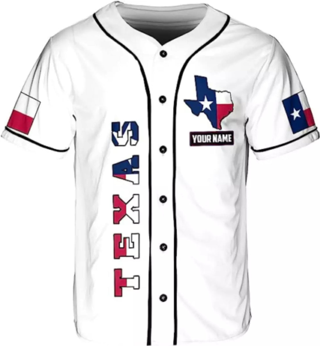 Custom American Flag Texas Flag Eagle3D All Over Print Baseball Jersey Shirt Size S-5XL