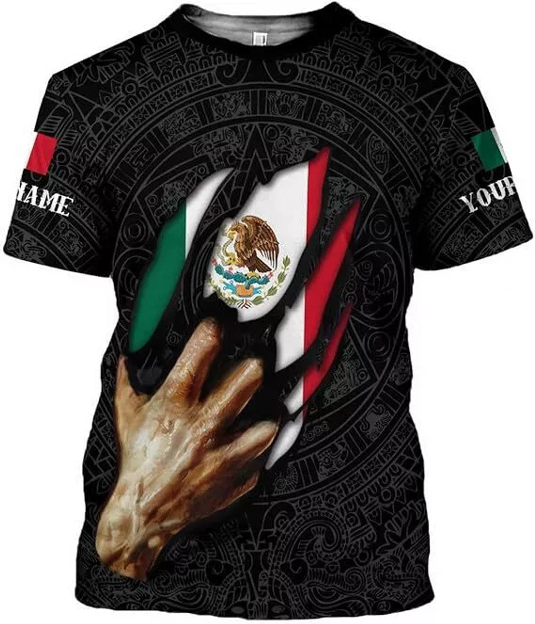 Custom Mexico Shirts for Men Mexican Shirts 3D Mexican Flag T-Shirt Mexico Flag T-Shirt