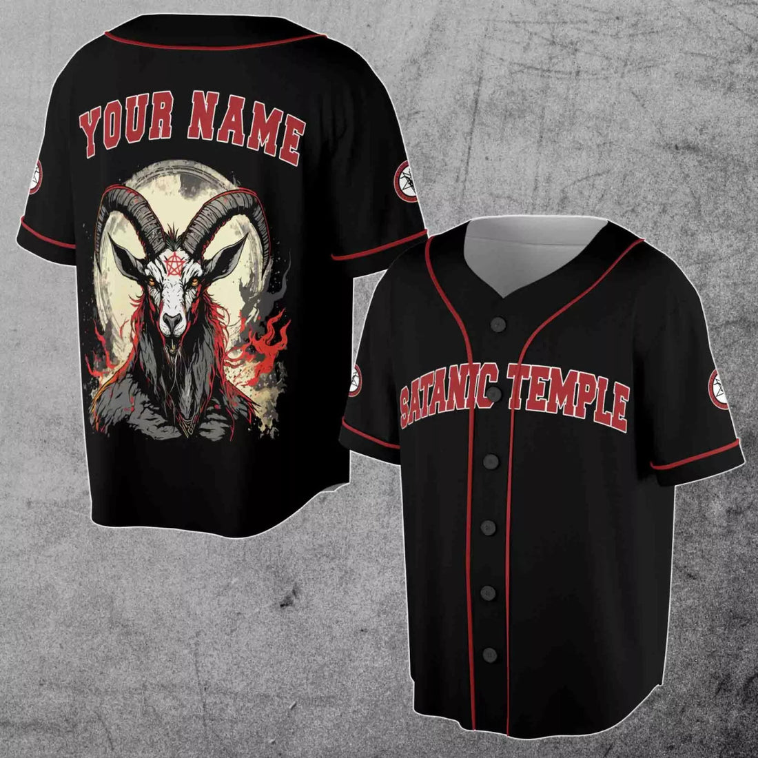 Custom Name Satanic Temple Freemason Masonic 3D Baseball Jersey Shirt Size S-5XL