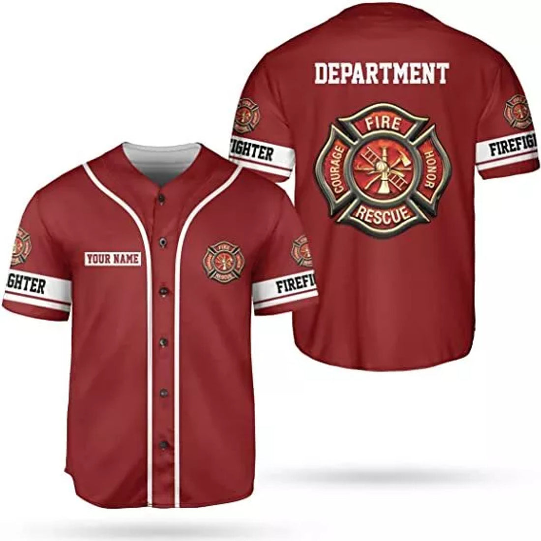 Custom Personalized Firefighter Baseball Jersey, Thin Red Line Fire Man Gift, Firefight