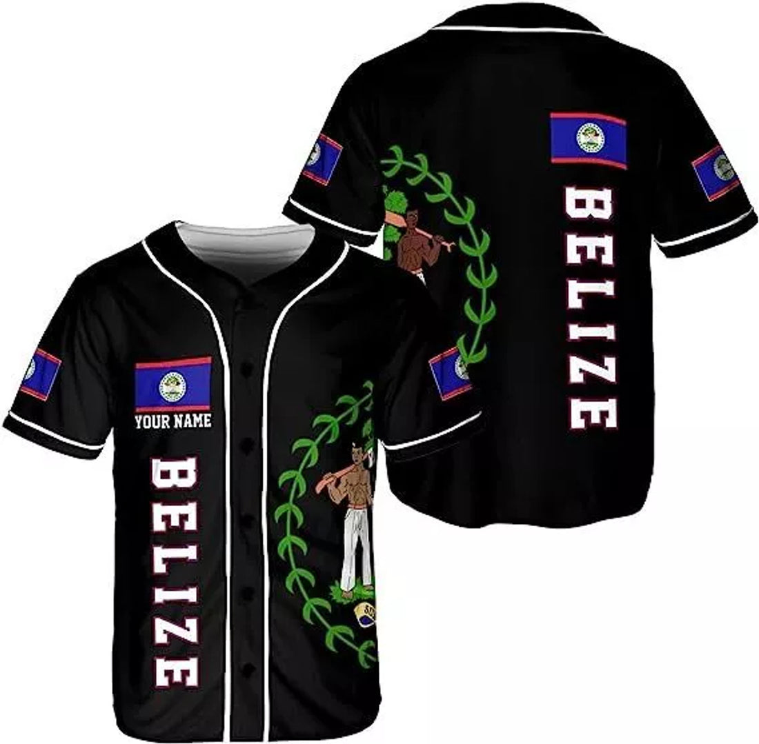 Custom Belize Baseball Jersey Shirt, Belizean Flag Jersey