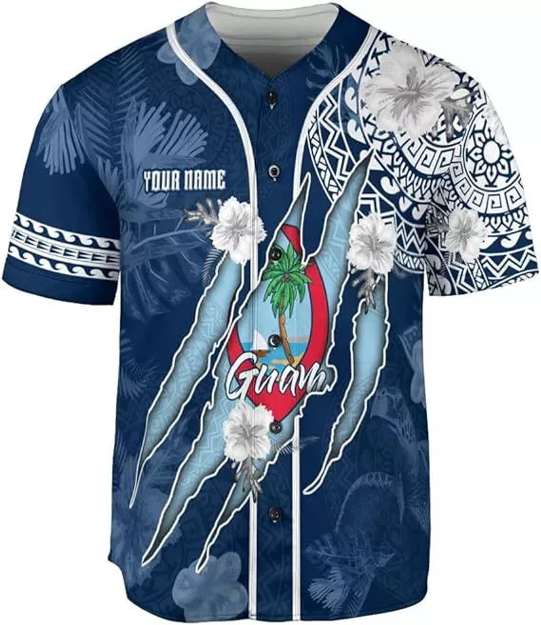 Custom Guam Men's Novelty Baseball Jersey Short Sleeve 3D Jersey Guahan