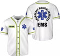 Custom Personalized Thin White Line EMS,, EMT Paramedic, American Flag Back Baseball Jersey