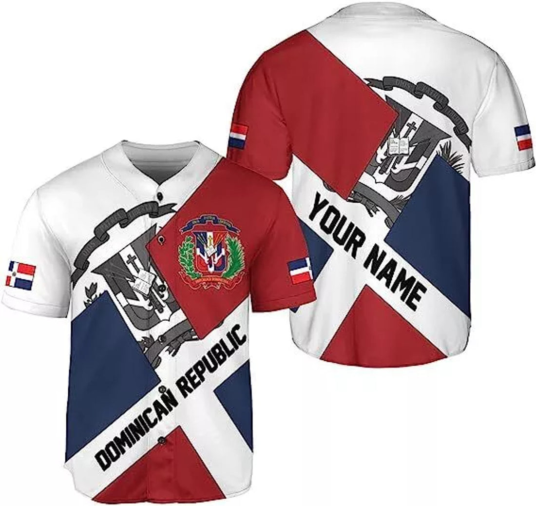 Custom Personalized Dominican Republic Baseball Jersey Shirt Team Name Republic Dominic