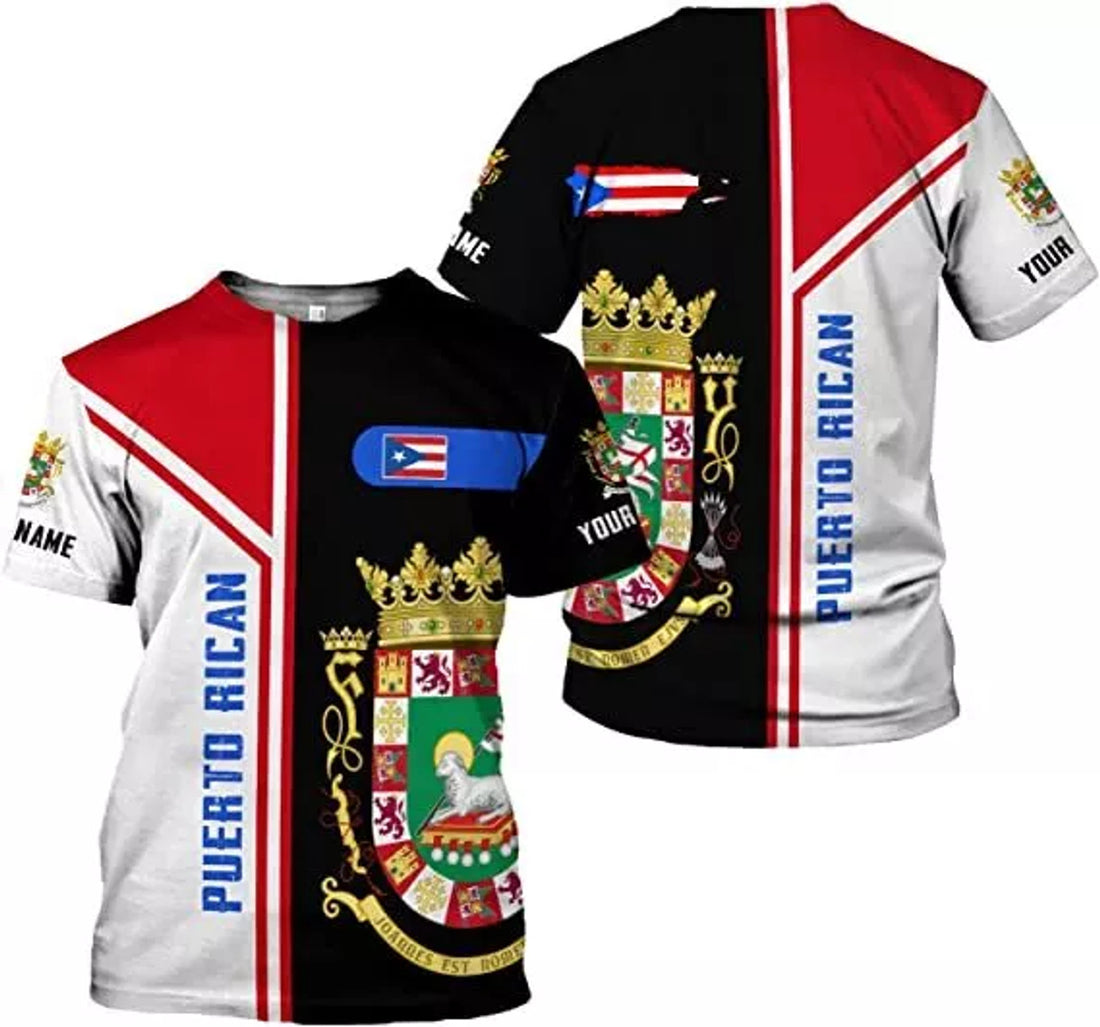 Custom Personalized Name Puerto Rico T-Shirt 3D, Puerto Rico Shirt for Men Women, Puert