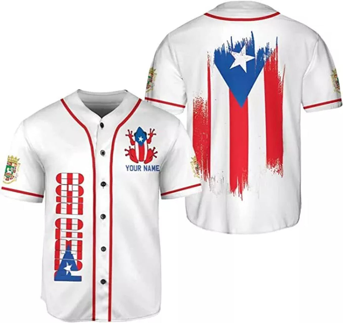Custom Puerto Rico Baseball Jersey Shirt White Puerto Rico Shirt for Men S-5XL