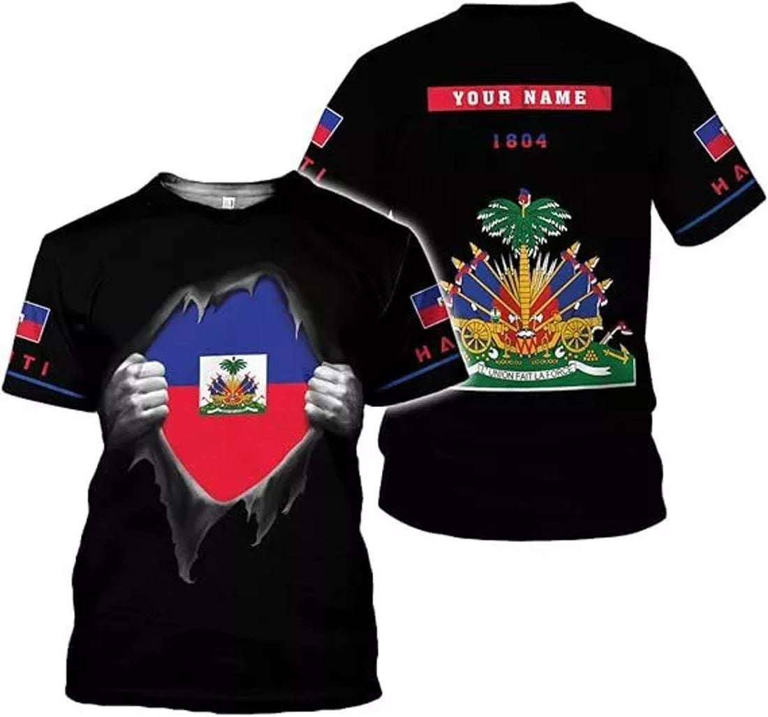 Custom Haiti Shirt 3D Haitians Flag Pride Shirt Haiti Shirts for Men & Women, Haitian
