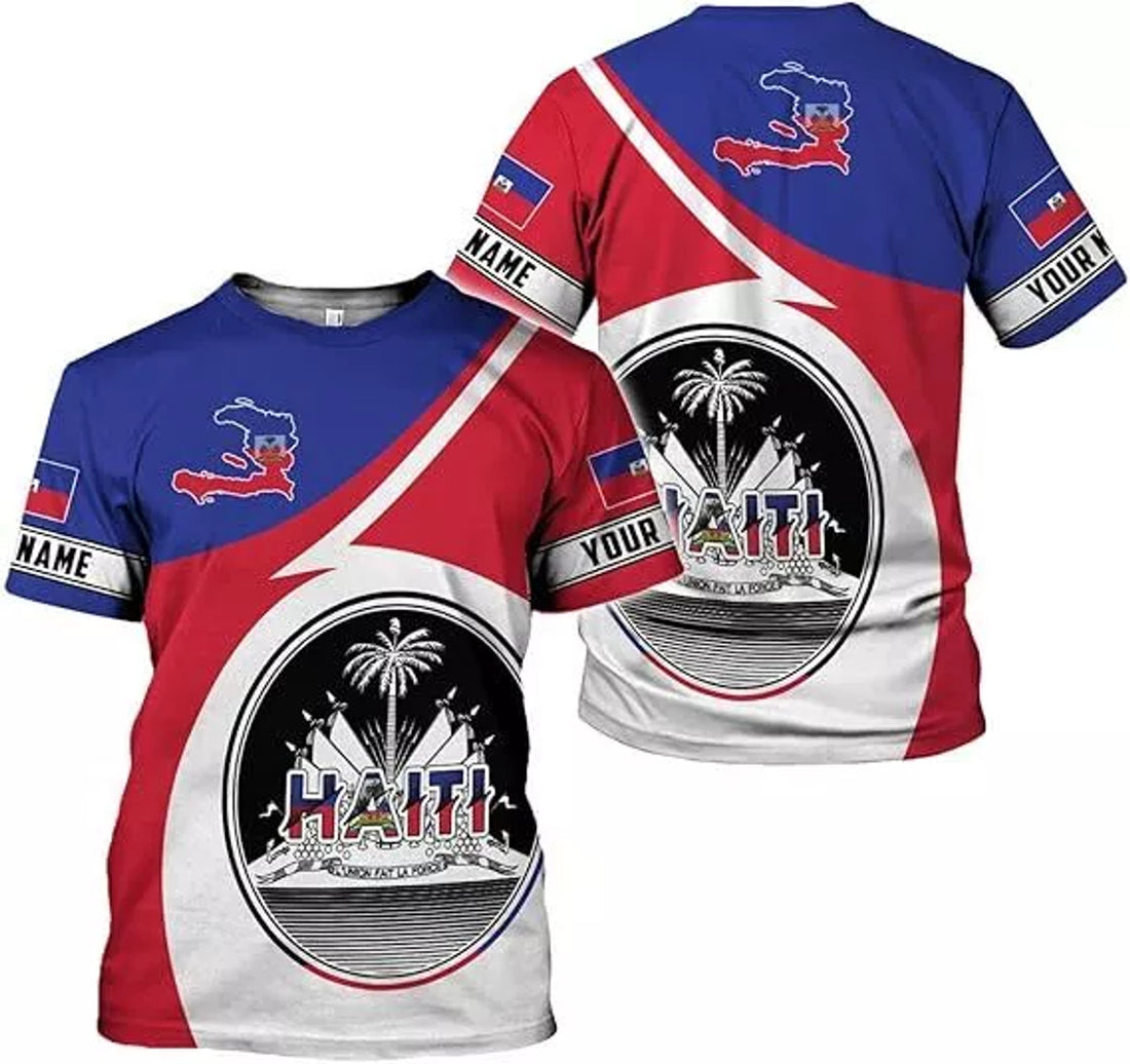 Custom Haiti Shirts for Men Women Haitian Pride 3D T-Shirt