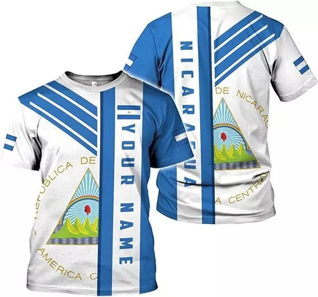 Custom Nicaragua Shirt 3D Nicaragua Flag Shirts Nicaraguan Camisas T-Shirt