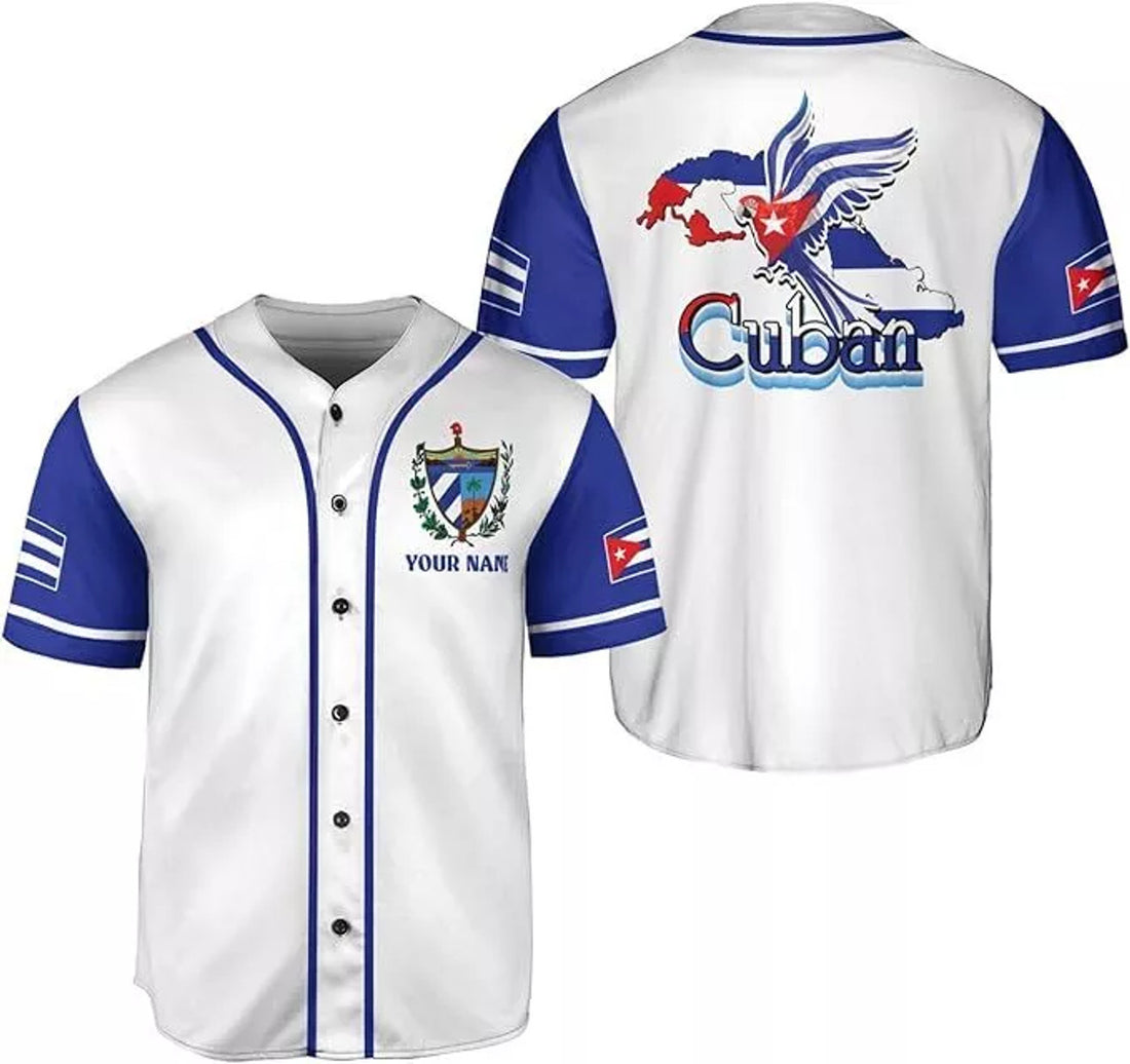 Personalized Cuba Baseball Jersey Shirt Cuba Flag Jersey Cuban Jersey for Men