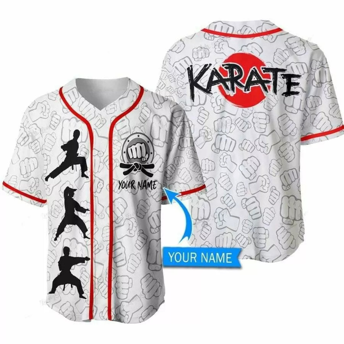Custom Karate Mans Custom Name Baseball Jersey Shirt 3d s 5xl Men Dad Father Day Gift F