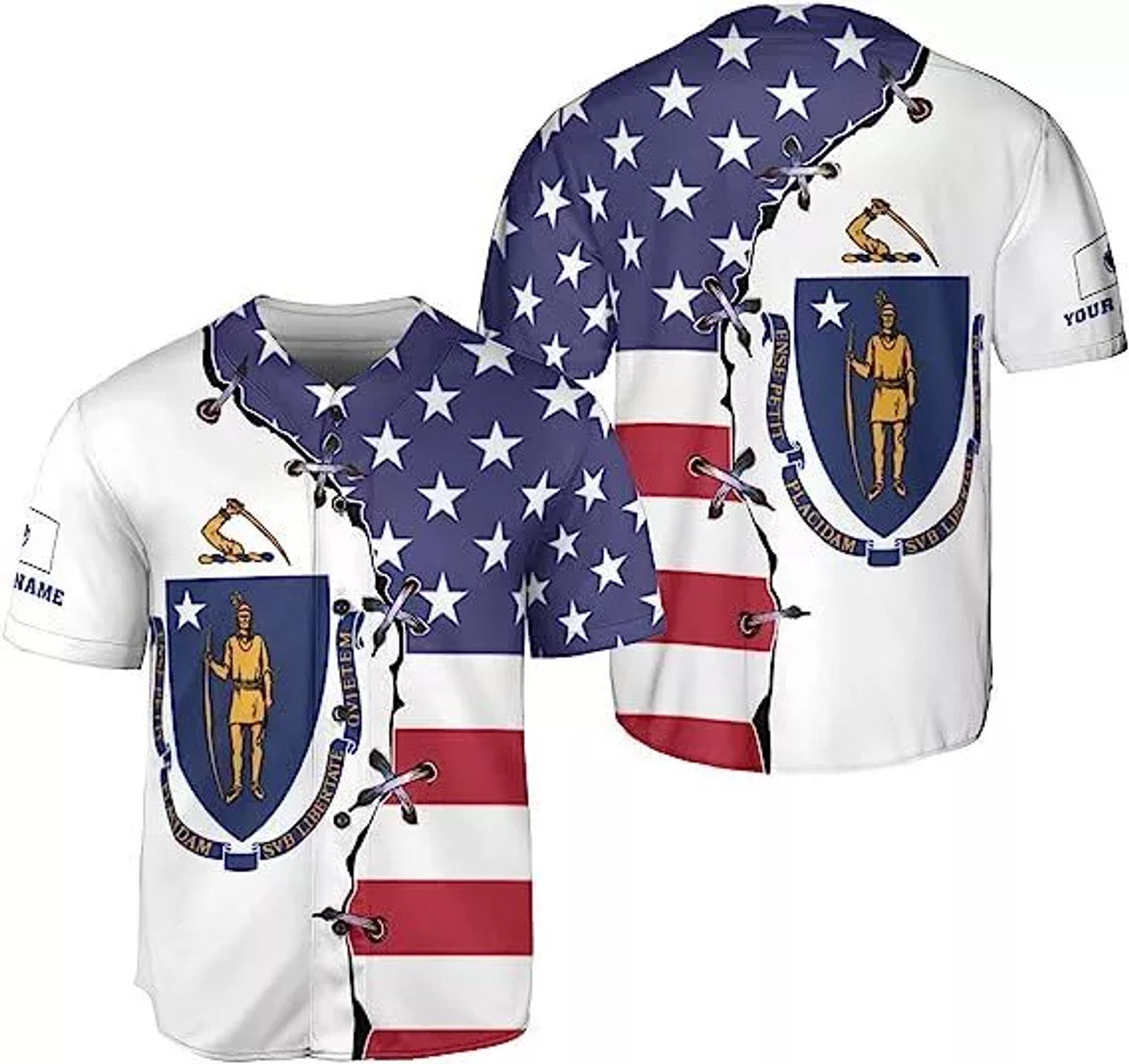 Custom Name Massachusetts Baseball Jersey, Shirts Massachusetts Shirts for