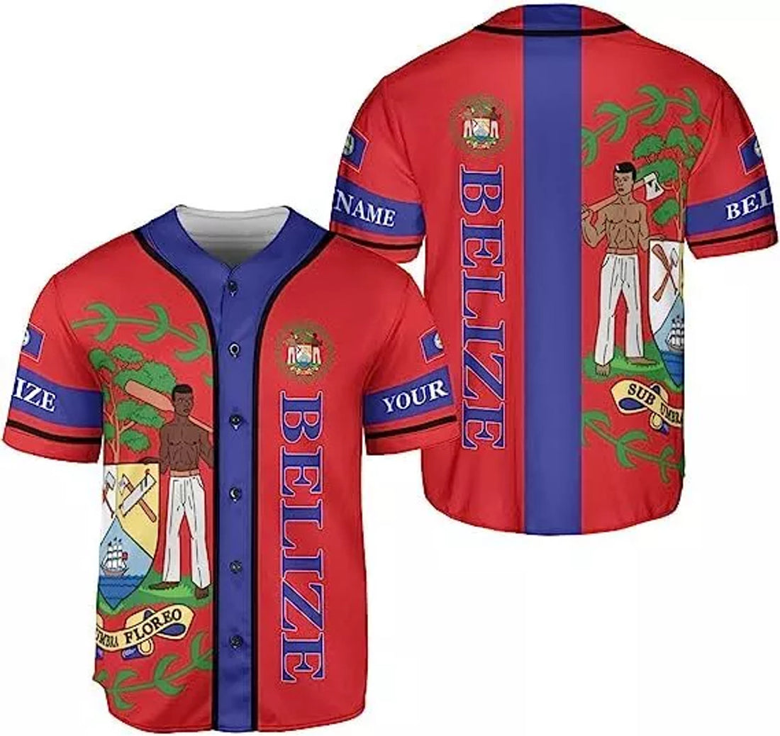 Custom Belize Baseball Jersey Shirt Belizean Flag Jersey, Belizean Pride