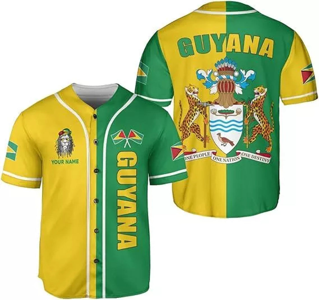 Custom Guyana Pride Baseball Jersey Guyanese Guyana Flag Jersey Shirt for
