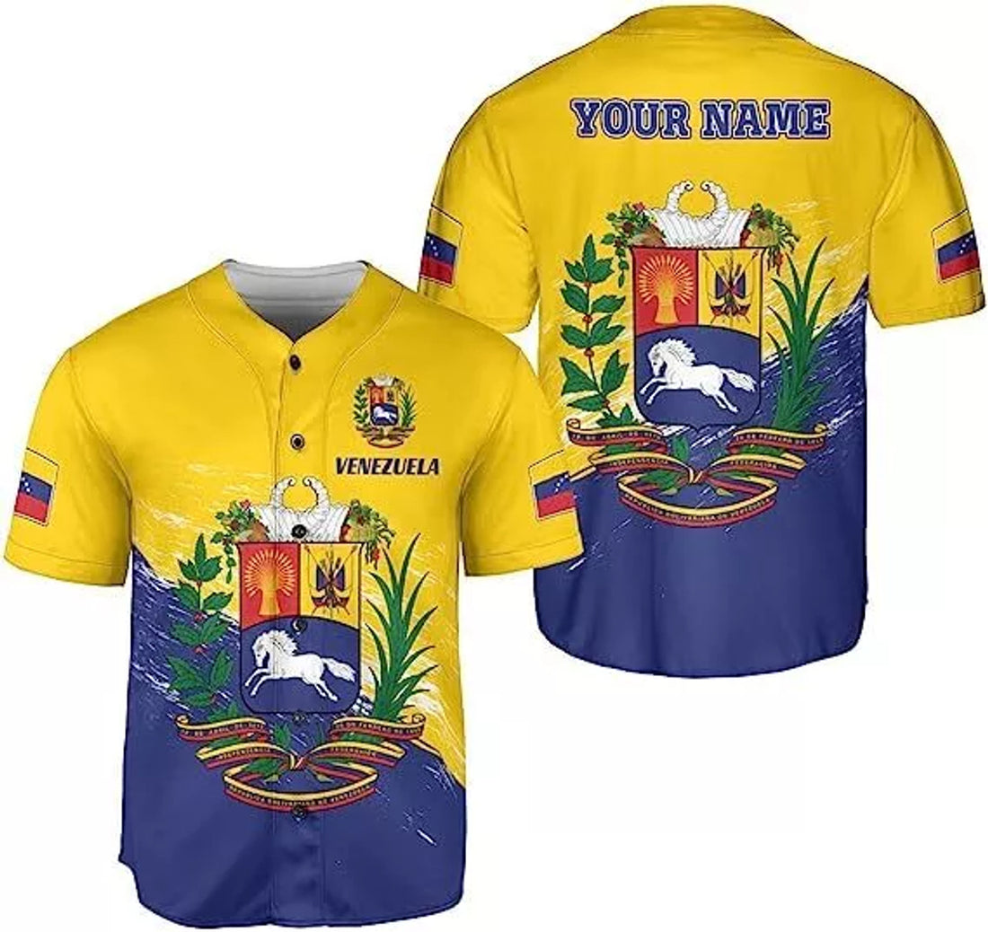 Custom Venezuela Baseball Jersey Proud Venezuelan Flag Jersey for Men Women