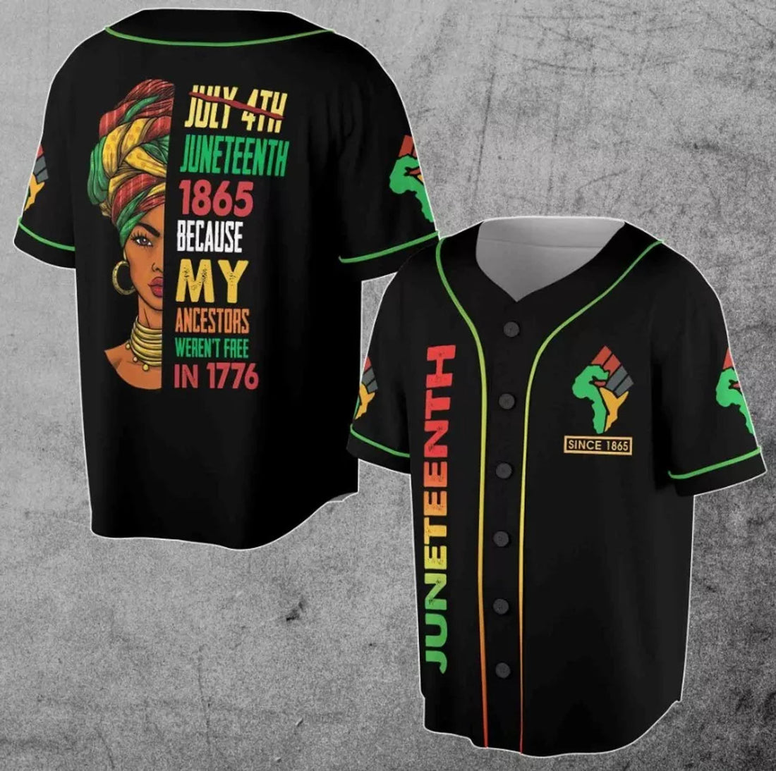 Juneteenth 1865 Black Woman African Baseball Jersey 3D All Over Print Shirt Size