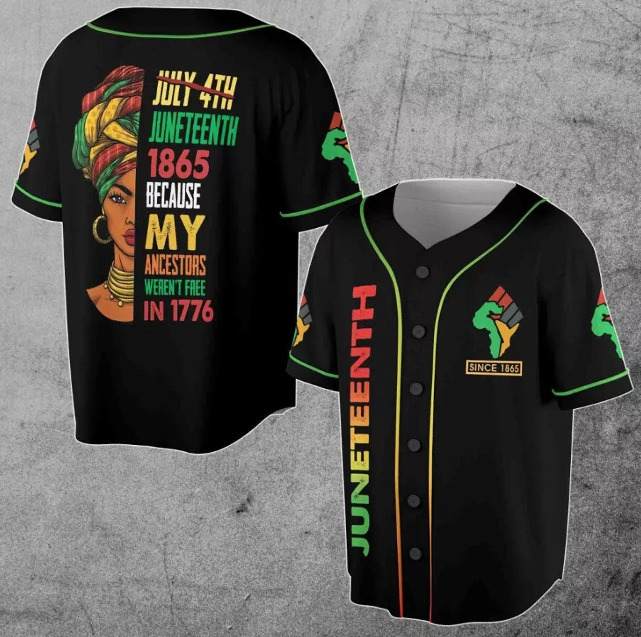 Juneteenth 1865 Black Woman African Baseball Jersey 3D All Over Print Shirt Size