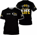 Custom Dispatcher 3D Shirt, Custom Dispatcher 3D T-shirt, Thin Gold Line Flag T-Shirt